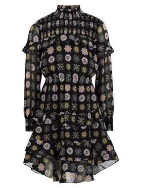 Scotch & Soda girls patterned flowy ruffled chiffon dress black size 8